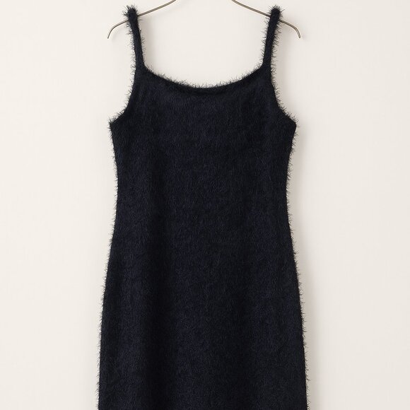 Inclán Studio Navy Fuzzy Semi-Sheer Mini Dress Sample Size L - Picture 1 of 7